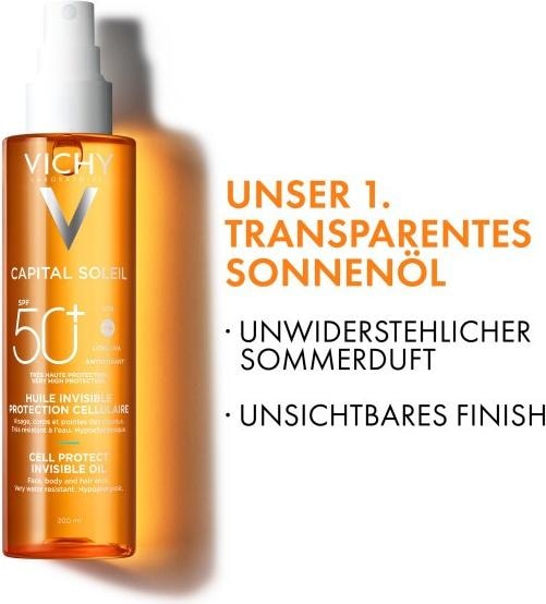 Actual product image Vichy Capital Soleil Invisible Sun Oil with cell protection SPF50 - 200 ml (Suntan oil, SPF 50+, 200 ml)
