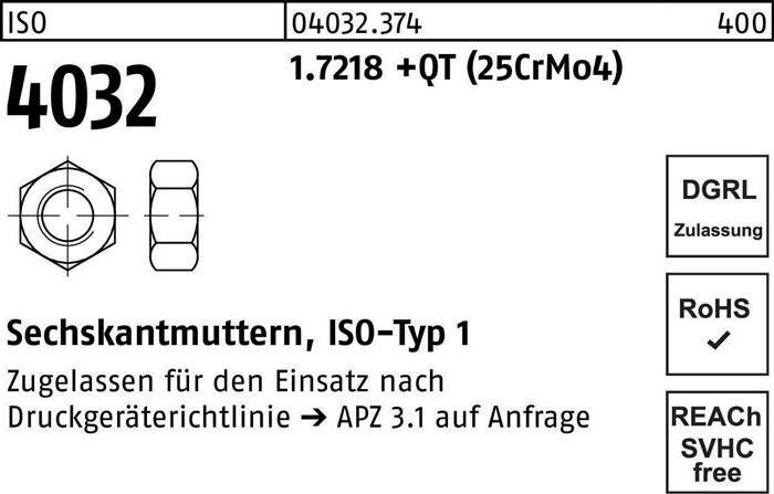 Produktbild Bufab Sechskantmutter ISO 4032 M 39 1.7218 +QT (25CrMo4) (M39)