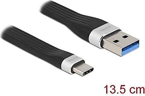 Produktbild Delock USB 3.2 Gen 1 Flachbandkabel A-C 13.5 cm Schwarz/Silber (0.14 m)