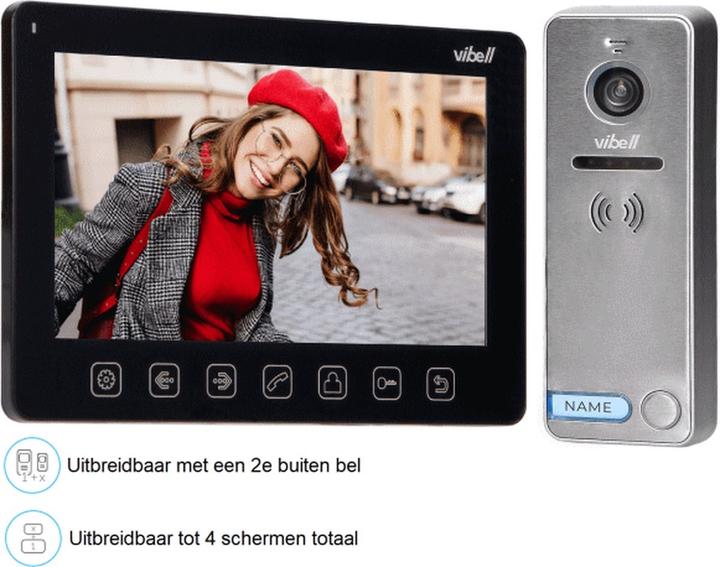 Image du produit Orno Interphone vidéo, combiné, couleur, écran LCD 7 pouces, menu OSD, contrôle de la porte, noir NOVEO (Filaire)