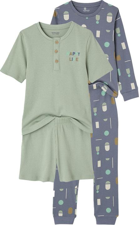 Vertbaudet 2er-Set Jungen Schlafanzüge mit HAPPY-Print und Recycling-Baumwolle