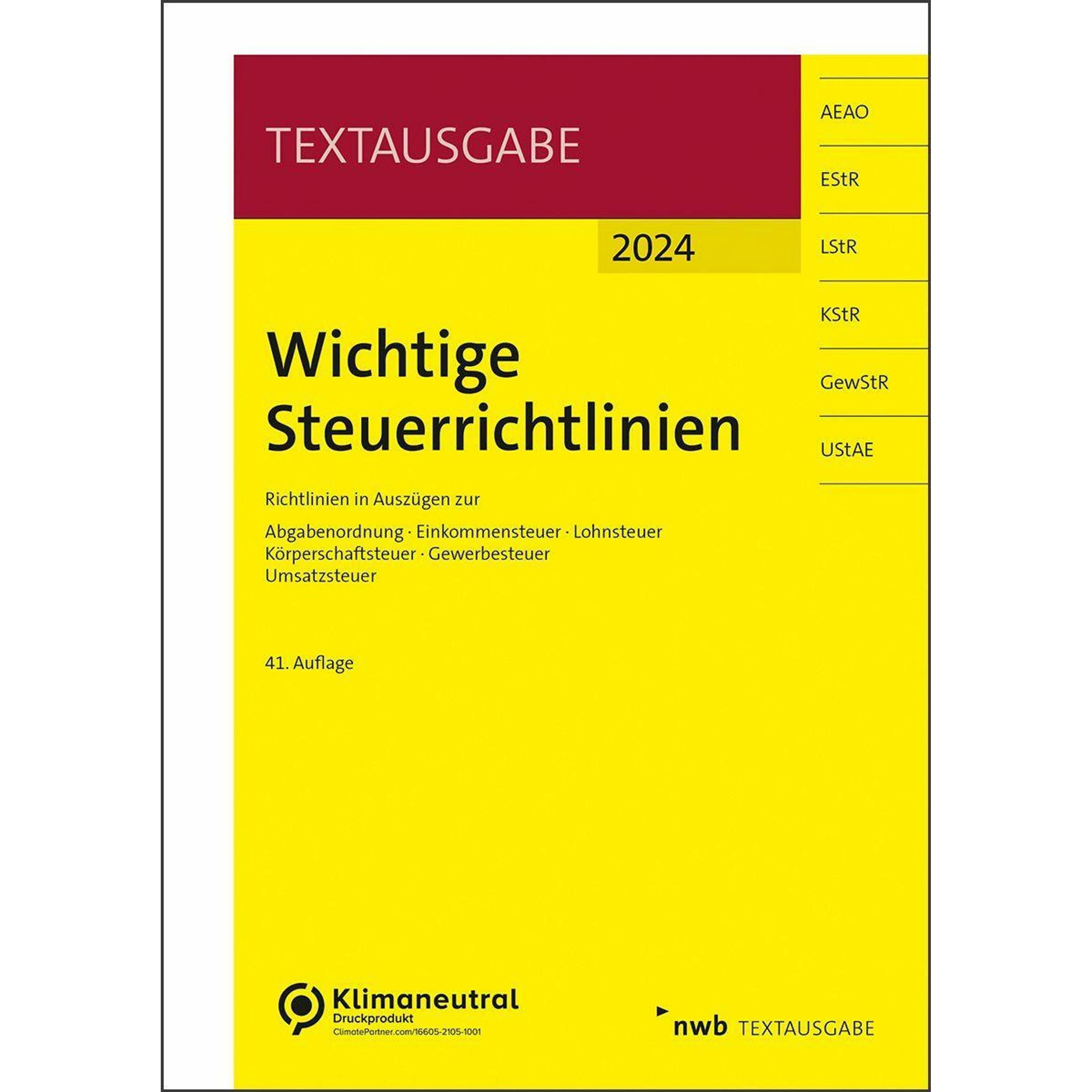 Thumbnail - Wichtige Steuerrichtlinien, Fachbücher von Ralf Walkenhorst
