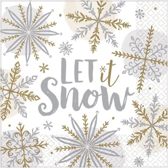 Amscan 16 serviettes Shining Snow 33 x 33 cm (1 x, 33 x 33 cm)