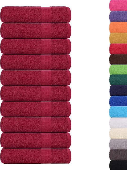 Image du produit vidaXL Serviettes de bain 10pcs. Bordeaux rouge 100x150cm 360 g/m² 100% coton (100 x 150 cm)