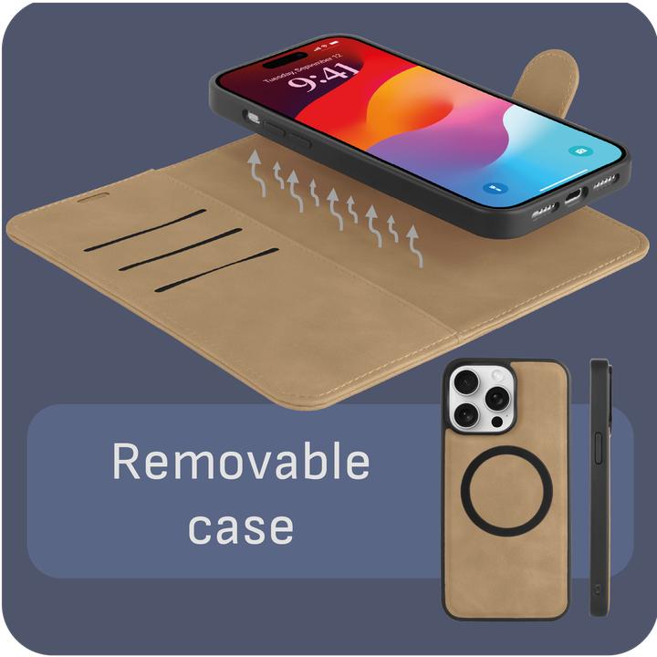 Produktbild Cazy Abnehmbare Brieftaschenhülle für iPhone 15 Pro, Abnehmbare Hülle, Magfit, 2-in-1-Design (Apple iPhone 15 Pro)