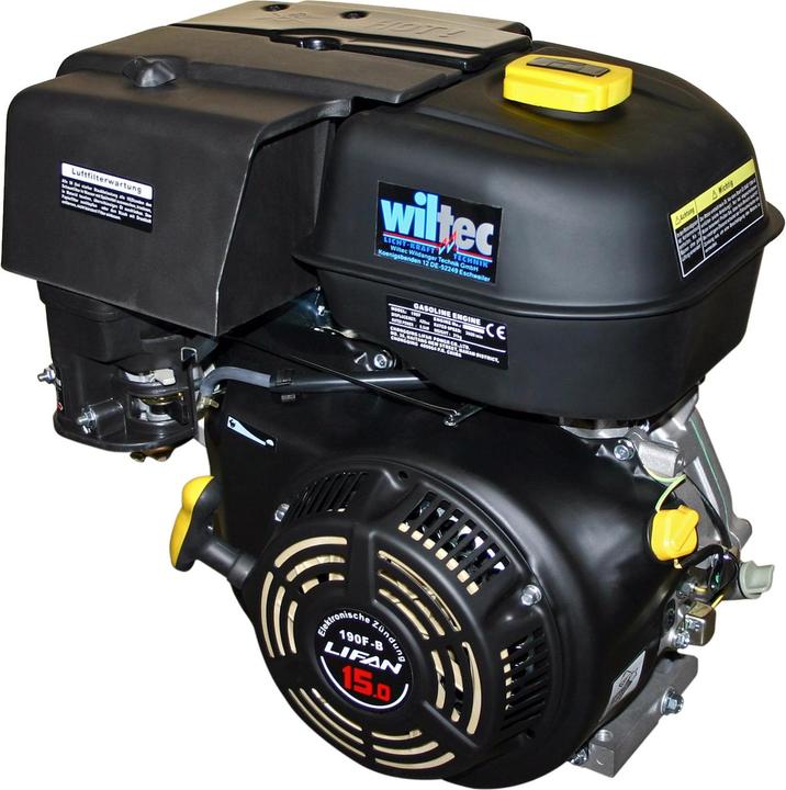 Wiltec LIFAN 190 Benzinmotor 10 kW (15 PS) 25,4 mm Handstart Kartmotor 420 ccm Motor (Häcksler, Kettensäge, Rasenmäher)