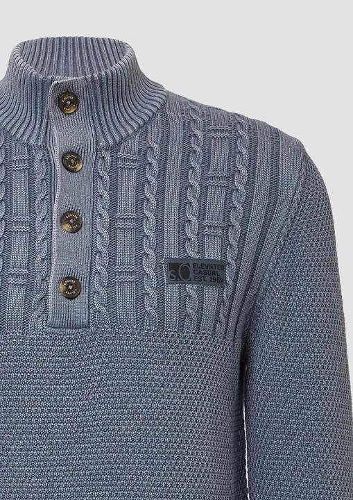Produktbild s.Oliver Strickpullover Strukturmix-Troyer aus Baumwolle mit Garment Dye (S)