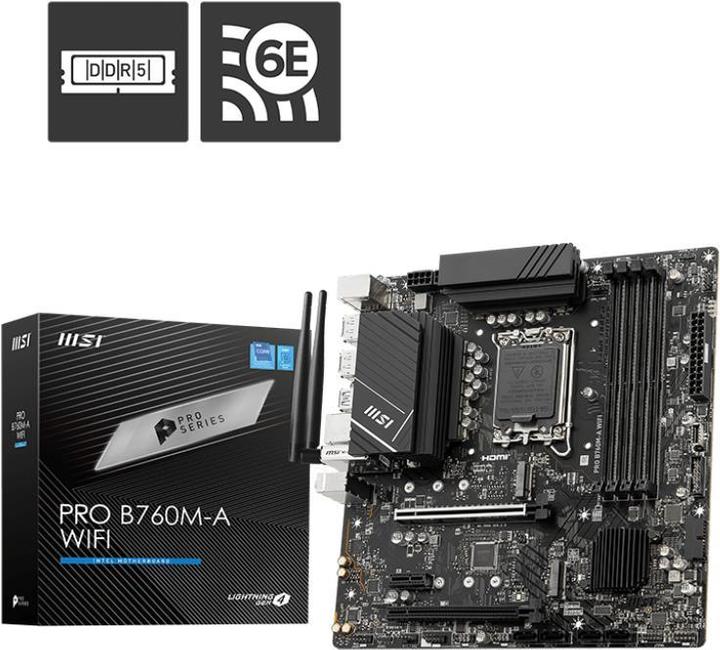 Image du produit MSI PRO B760M-A WIFI (LGA 1700, Intel B760, mATX)
