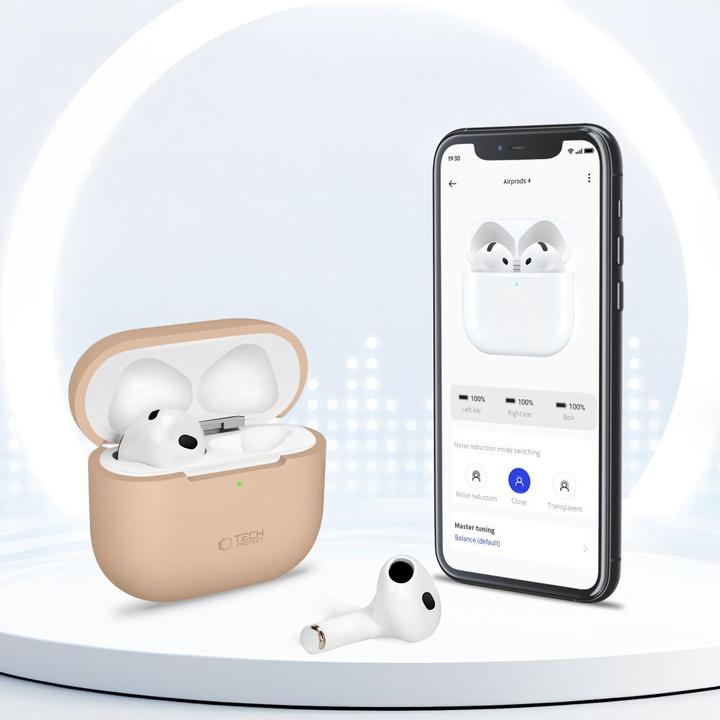 Produktbild 4Kom Tech-Protect Silikonhülle für Apple AirPods 4 - Schwarz (Kopfhörer Hülle)