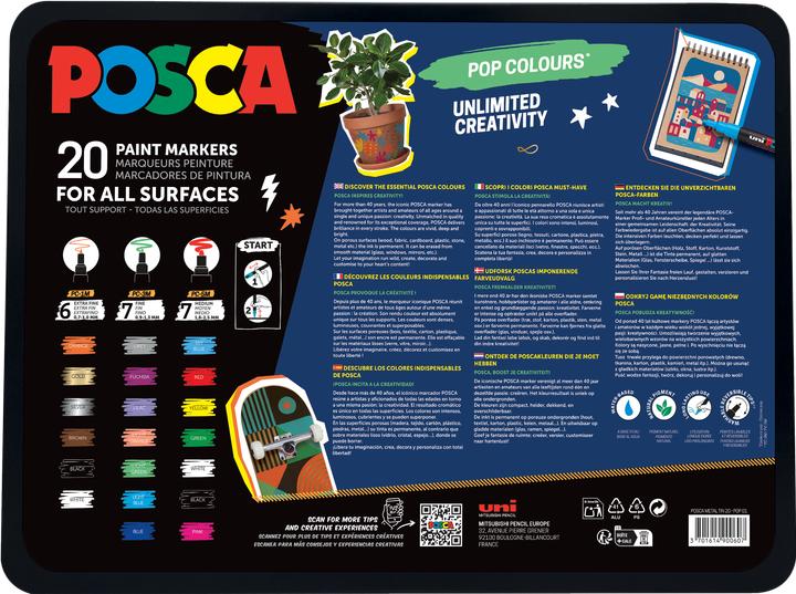 Immagine prodotto Posca Lattina di metallo Colori Pop - (401535) (Fucsia, Oro, Azzurro e non solo, 2.50 mm, 20 x)