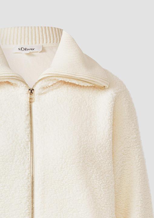 Produktbild s.Oliver Sweatshirt Jacke Leichte Teddyplüsch-Jacke mit Strickkragen (46)