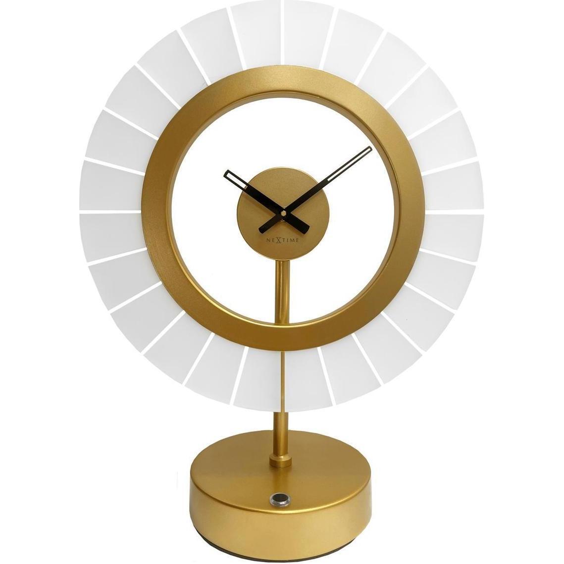 Nextime, Lampada da tavolo, Tischleuchte mit Uhr Ting, Champagnergold/Schwarz, dimmbar