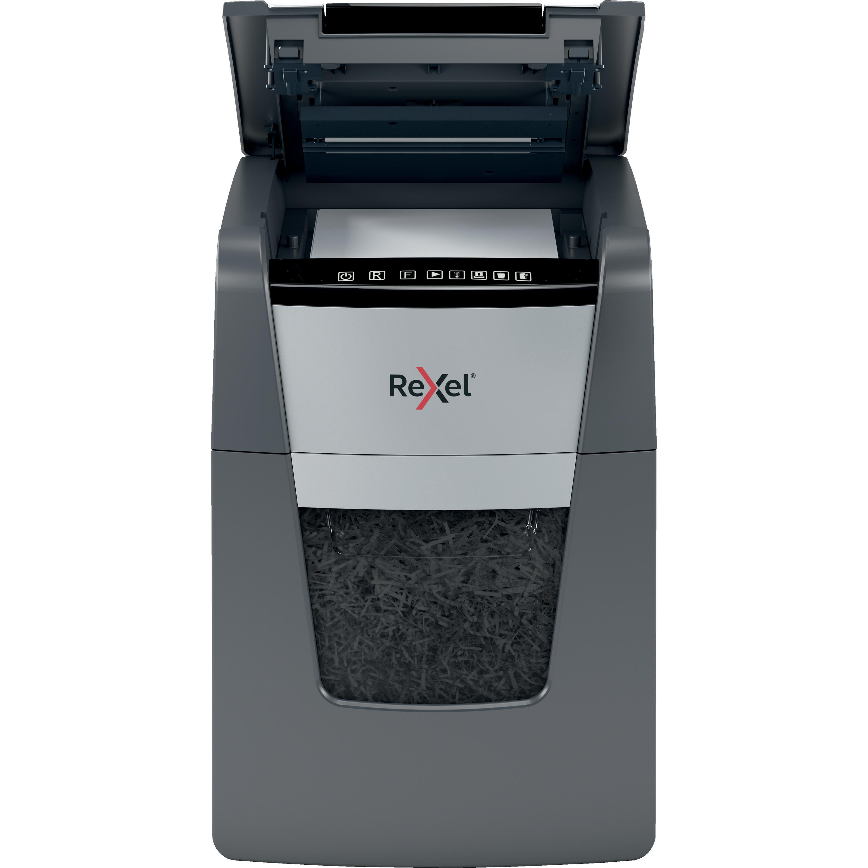 Rexel, Distruggidocumenti, Optimum AutoFeed+ 100M Shredder micro cut 2 x 15 mm 34 l Numero di fogli (max.): 100 Secure (Microtaglio)