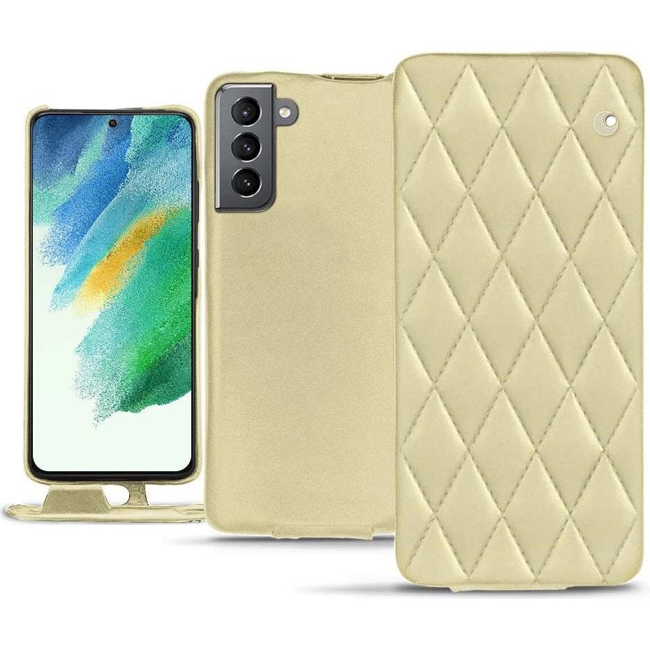 Noreve Lederschutzhülle vertikal (Samsung Galaxy S21 FE), Smartphone Hülle, Beige