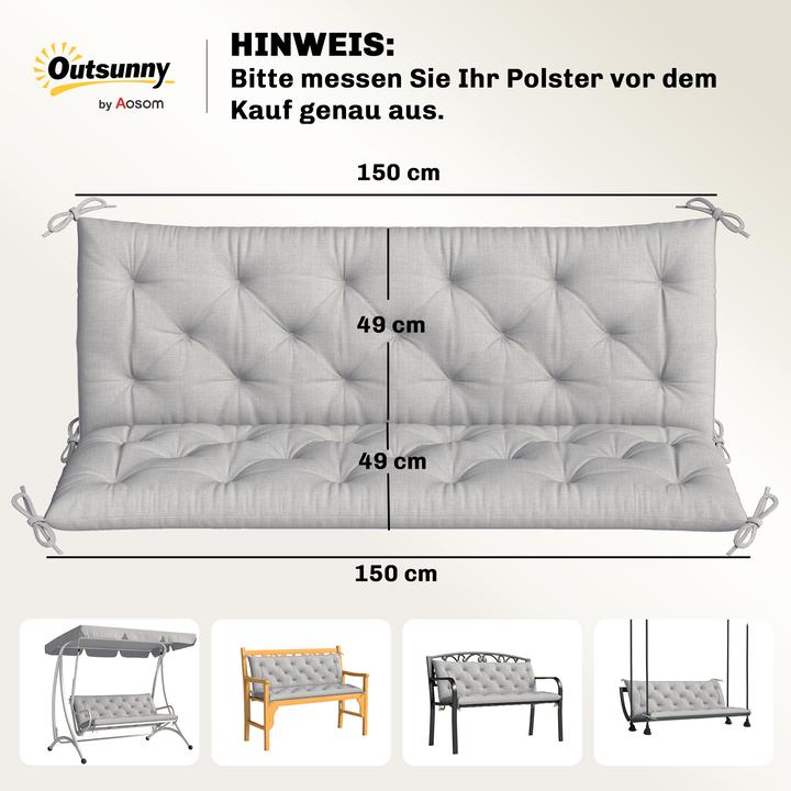 Image du produit Outsunny Bankauflage Polyester, Schaumstoff Hellgrau (150 x 98 cm)