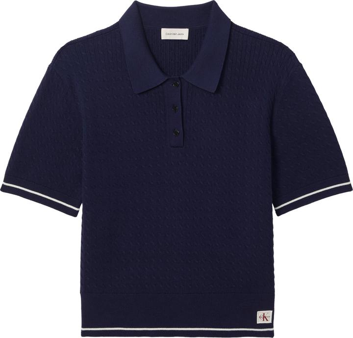 Image du produit Calvin Klein Jeans Cable Knit Cropped Short Sleeve Jumper (L)