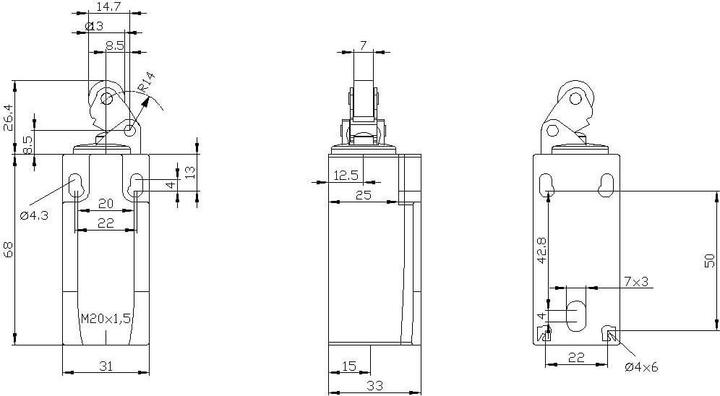 Actual product image Siemens Position switch 31mm roller lever
