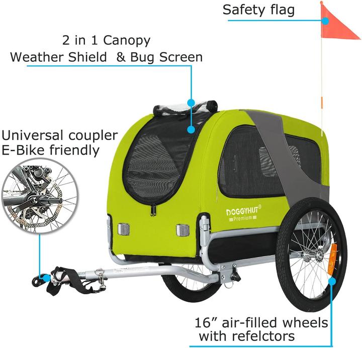 Actual product image Tiggo Fahrradanhänger für Hunde bis 23 kg, klappbar