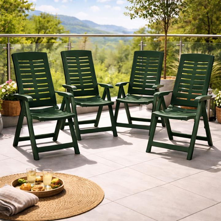 Actual product image Mojawo 4 folding chairs plastic green 5-positions