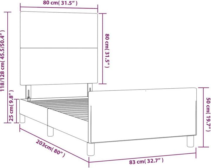 Image du produit vidaXL Bettgestell mit Kopfteil (80 x 200 cm)