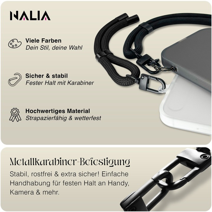 Produktbild Nalia Wristy Lanyard Handykette – Universal Trageband für Smartphones – Verstellbar, Soft & Elastisch