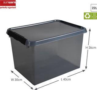 Actual product image Helit Aufbewahrungsbox Comfort-line, 22L, grau-transparent (30 cm, 22 l)