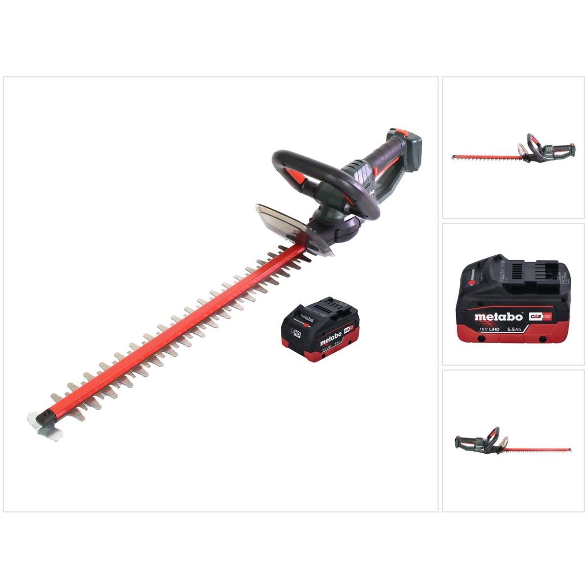 Metabo, Heckenschere, HS 18 LTX 45 Akku Heckenschere 18 V 43 cm + 1x Akku 5,5 Ah - ohne Ladegerät (Akkuheckenschere)