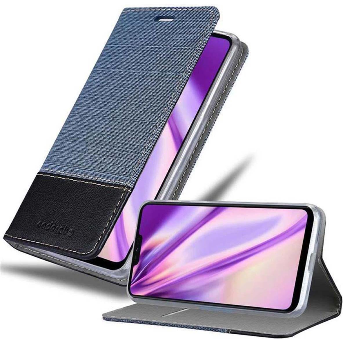 Cadorabo Book Jeans Optik Cover (LG Q9), Smartphone Hülle, Blau