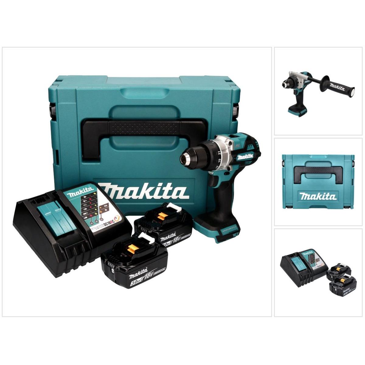 Makita, Bohrmaschine + Akkuschrauber, Maktia DDF 486 RFJ Akku Bohrschrauber 18 V 130 Nm Brushless + 2x Akku 3,0 Ah + Lad...