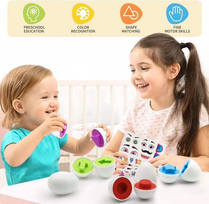 Actual product image Activity Board Matching Eggs for Toddlers, Egg Toy 6 Pcs Colour & Shape Sorting Recognition Eggs, Early Years