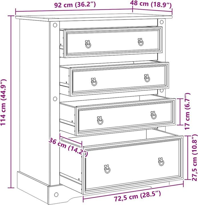 Image du produit vidaXL Kommode (92 x 48 x 120 cm)