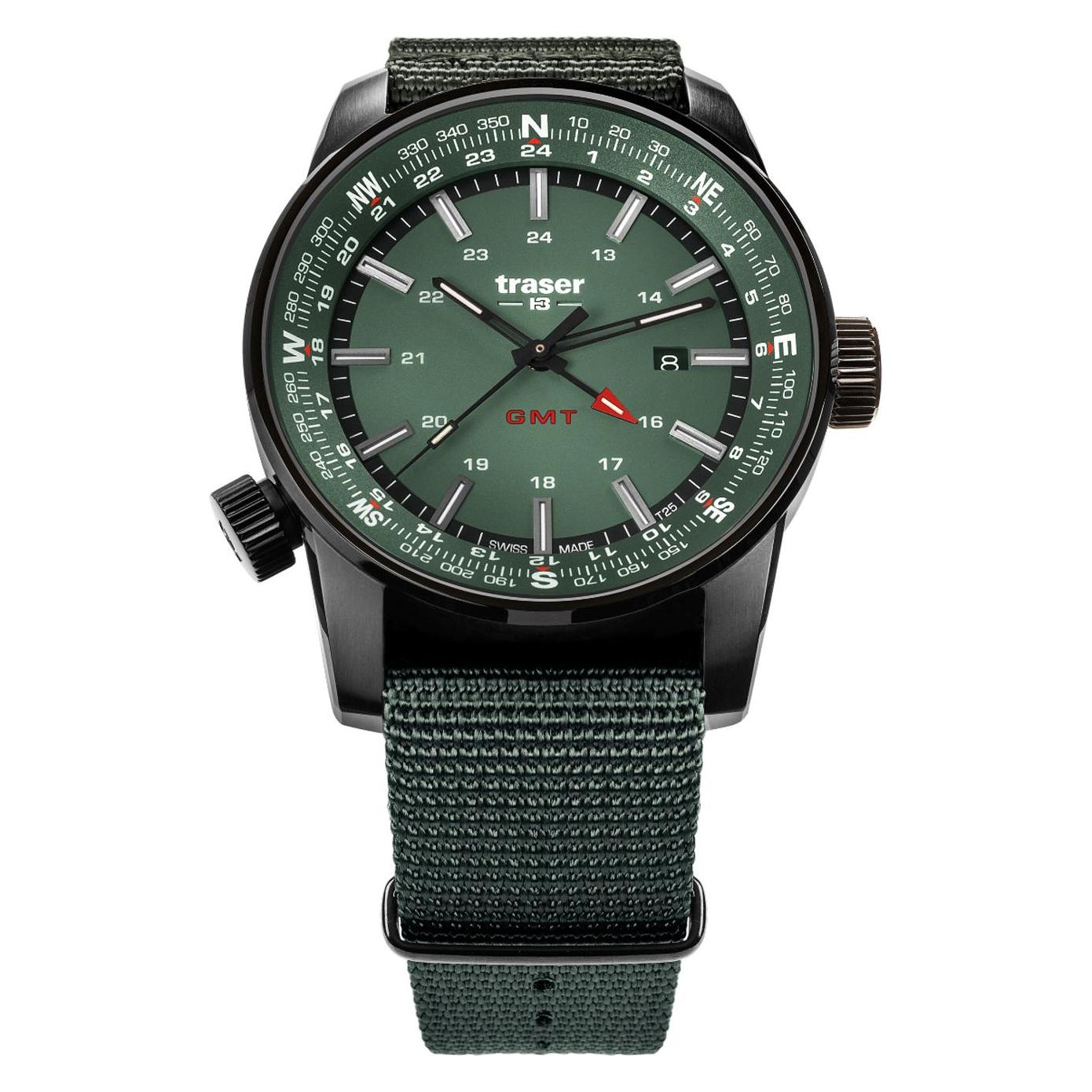 Traser, Armbanduhr, P68 Pathfinder Gmt, Grün, (Analoguhr, 46 mm)