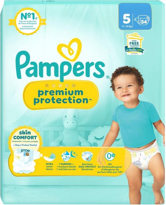 Image du produit Pampers Protection premium (Taille 5, Pack, 34 pièce(s))