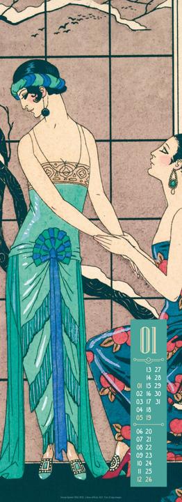 Actual product image Art Deco - Illustrations Calendar 2025 (24 x 66 cm, Hardcover, French, Spanish, English, German)