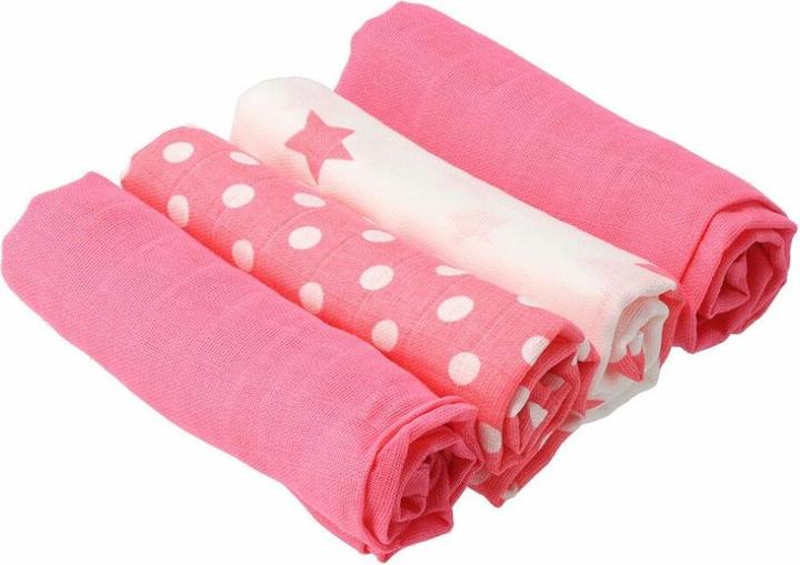 Actual product image New Baby Neu Baby Softy gedruckt Baumwolle Windeln 70 x 70 cm 4 Stück rosa und weiss (70 cm)