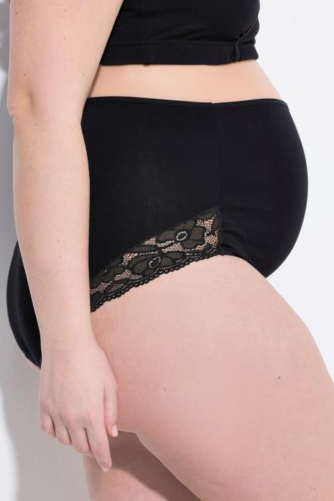 Actual product image Ulla Popken Bellieva Eco Cotton Lace Inset Stretch Brief Panty (50, 52)