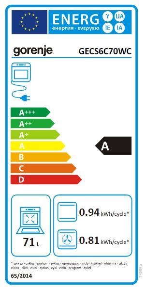 Label énergétique Gorenje GECS6C70WC