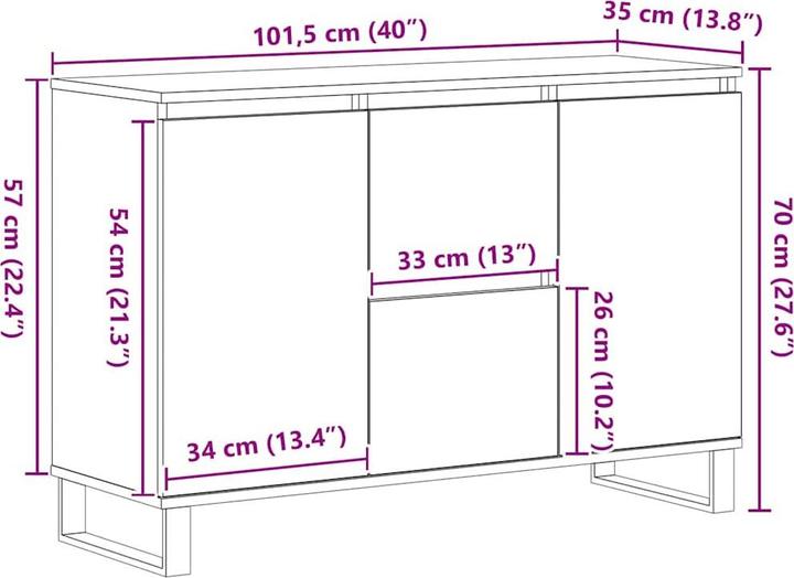 Produktbild vidaXL Sideboard-Aufbewahrung (35 x 101.50 x 70 cm)