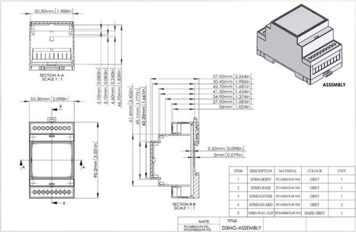 Produktbild HP Autozubehör Gehäuse Für Hutschienenmontage - 3 Module (Gehäuse)