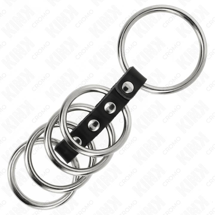 Produktbild Kink 5 Penisringe 3,7 cm Bis 5 cm Metall Durch Leder Verbunden (3.70 cm)