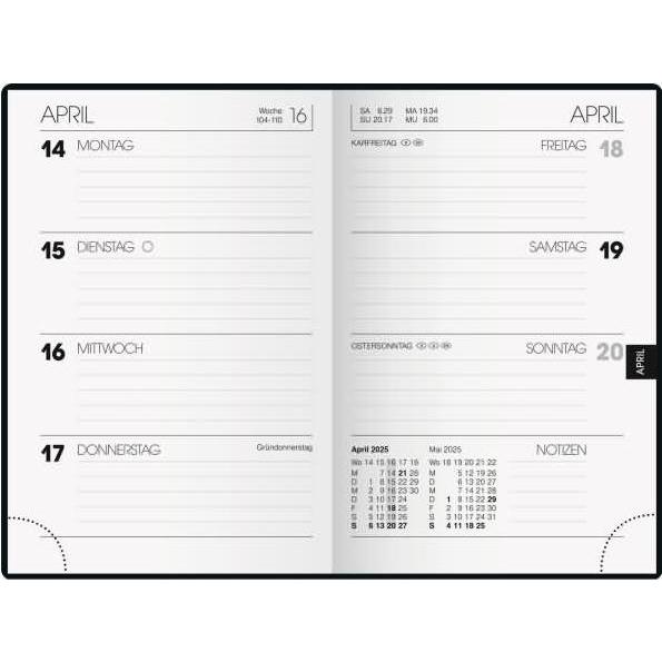 Thumbnail - Brunnen, Agenda, Taschenkalender 723 7,6x11,2cm 1 Woche/2 Seiten Kunststoff dunkelblau 2025
