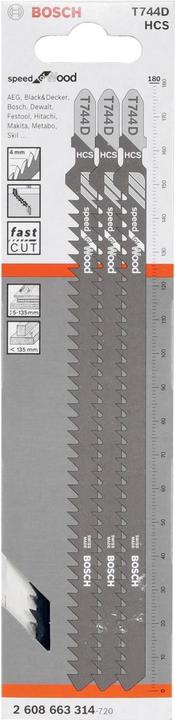 Produktbild Bosch Professional Zubehör Stichsägeblatt T 744 D Speed for Wood, 3er-Pack