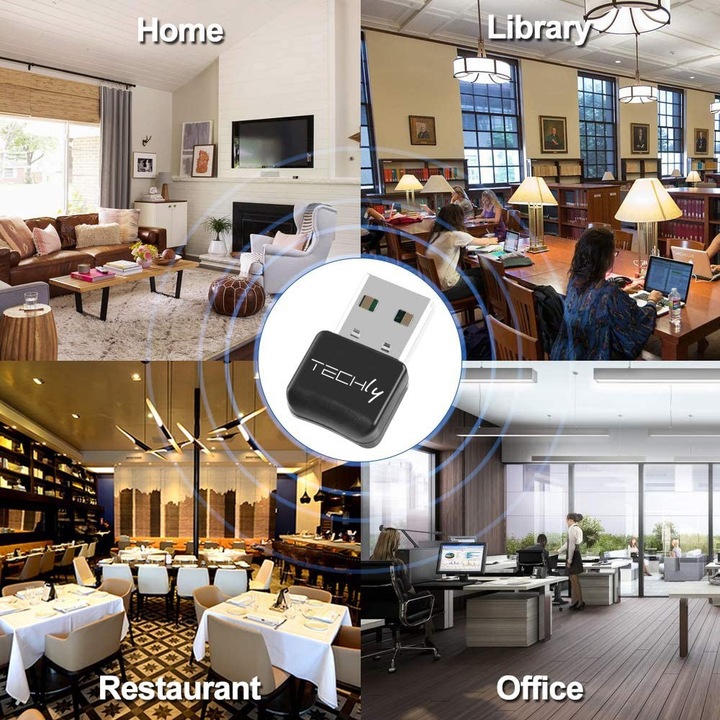 Actual product image Techly USB dongle adapter Bluetooth 5.0 class 2 + EDR (Transmitter & Receiver)