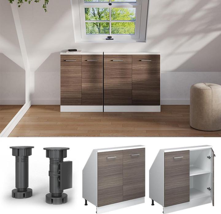 Produktbild Vichy Dachschrägenschrank Rion, Edelgrau/Weiss/Weiss, mit 2 Türen (46 x 46 x 81.60 cm)