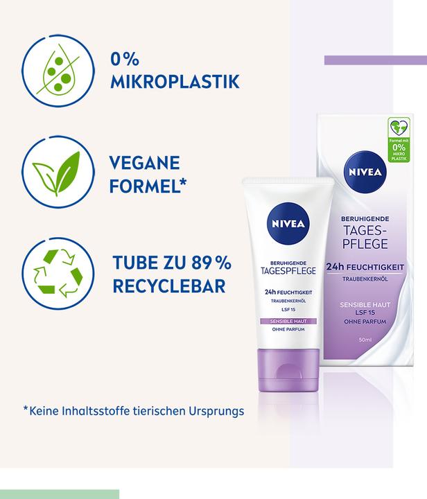 Produktbild NIVEA beruhigende Creme für tägliche empfindliche Haut SPF15, 50 ml (50 ml, Tagescreme, SPF 15)