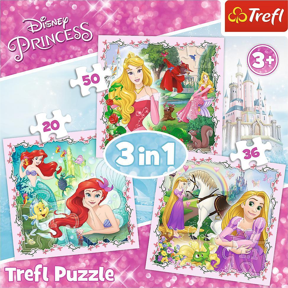 Thumbnail - Trefl 3 in 1 Puzzle - Princess (50 Teile)