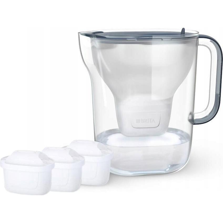 Brita Style ESSENTIAL XL Wasserfilterkanne dunkelblau + 3 x MX Pro Pure Performance-Filter, Caraffa filtrante, Blu, Trasparente