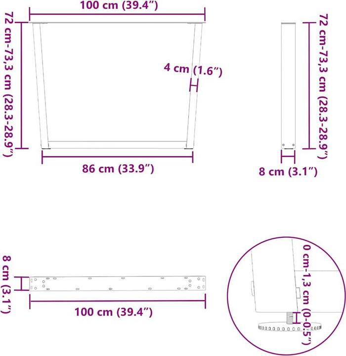 Actual product image vidaXL Esstischbein