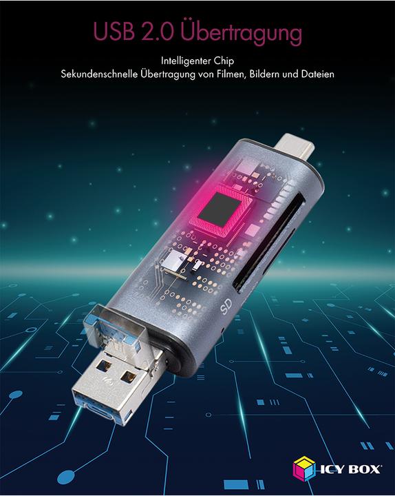 Actual product image Icy Box Ib-Cr200-C Sd (USB, USB 2.0 Micro-B)