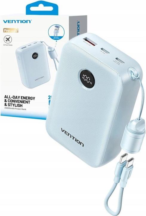 Actual product image Vention Powerbank FKBL0-C Blue (20000 mAh, 22.50 W, 77 Wh)